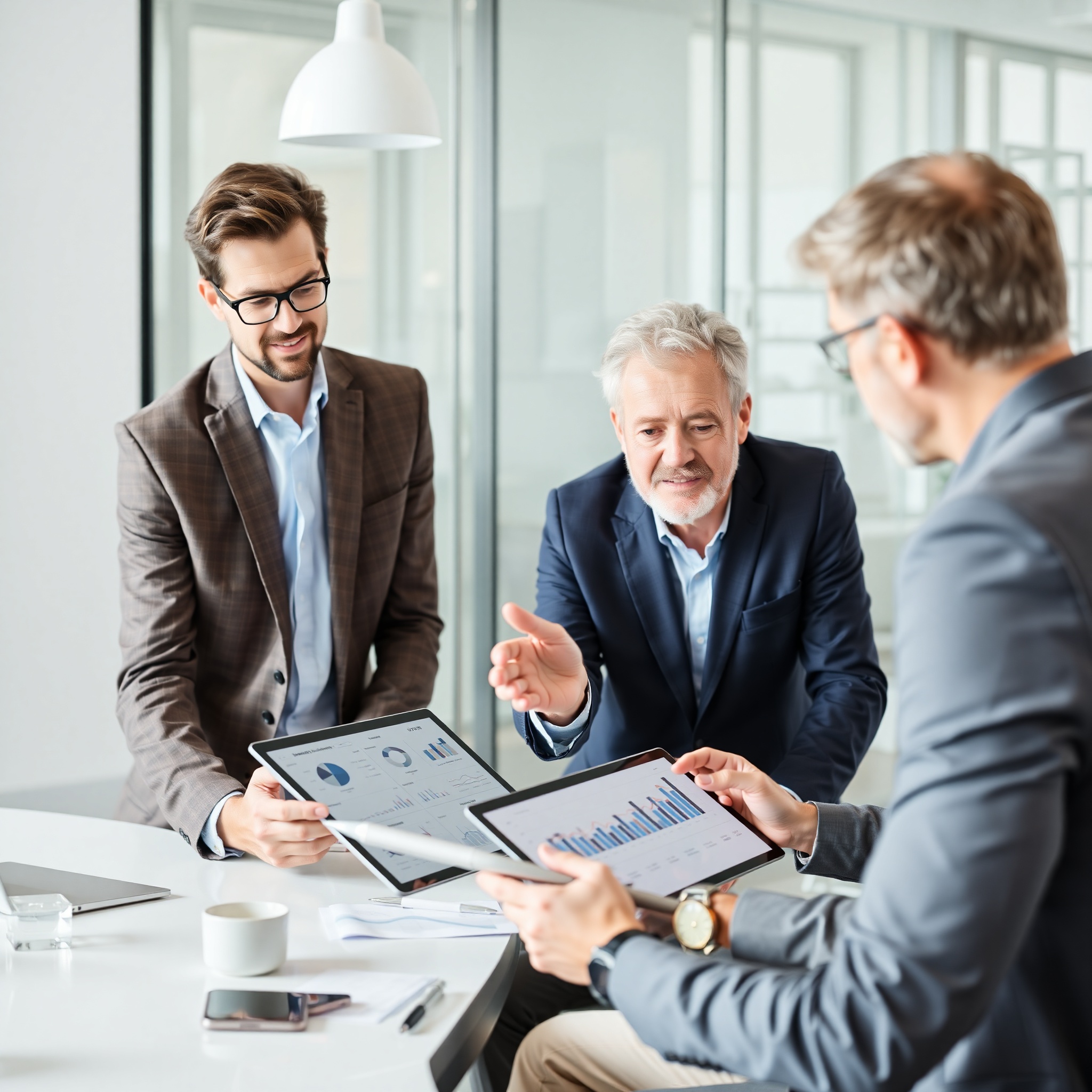 Retirement planning meeting with professional showing investment portfolio growth chart