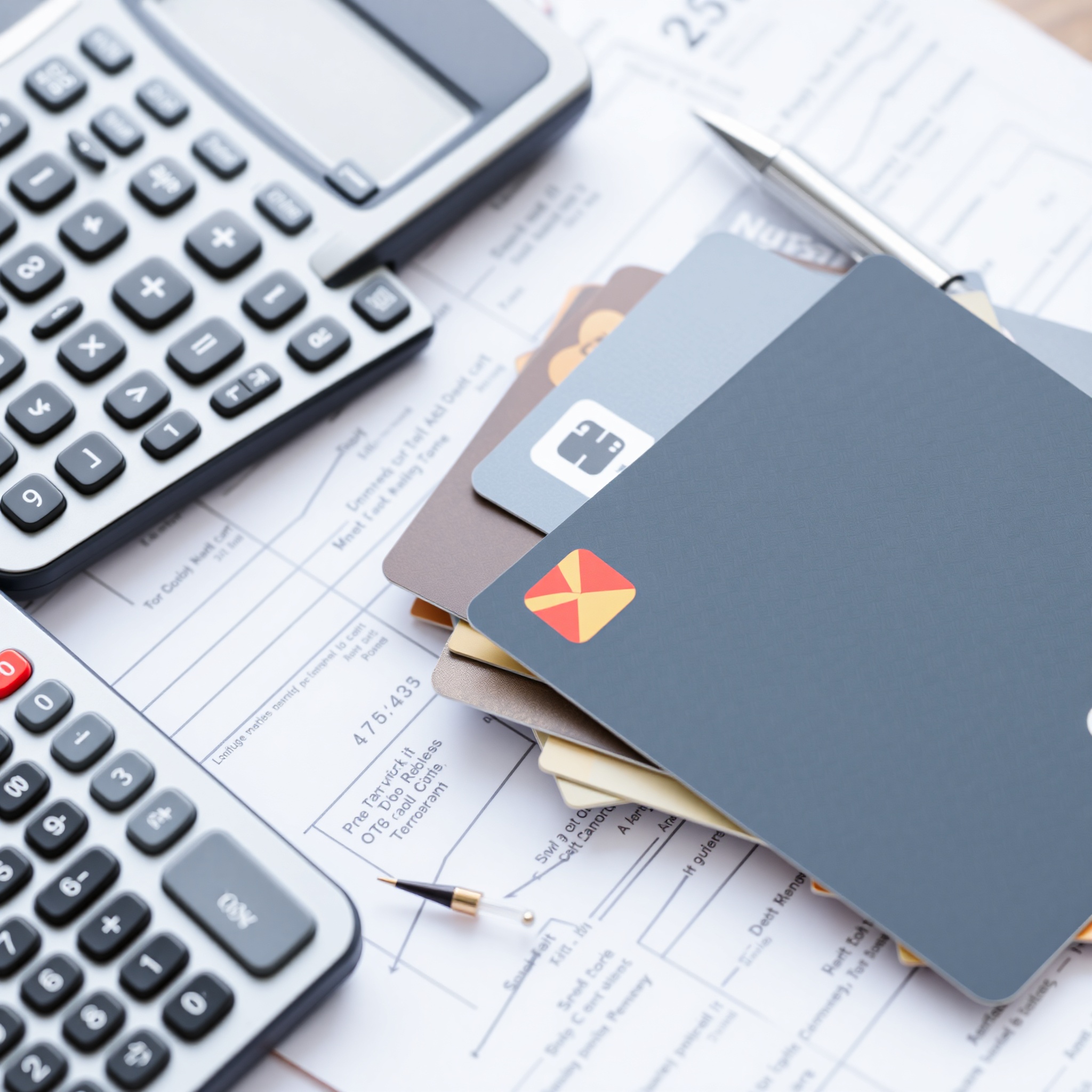Credit cards and financial documents showing debt management strategy