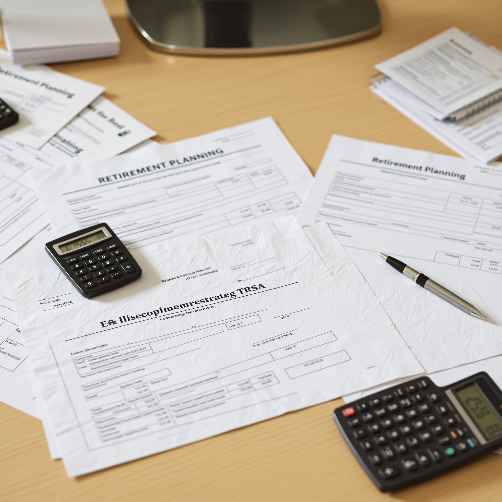 Retirement planning documents with RRSP and TFSA account statements on desk